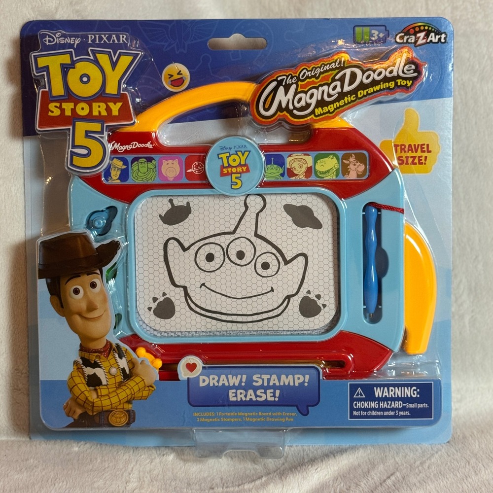 Toy Story 5 Magna Doodle Magnetic Drawing Board Travel Sz NEW Draw, Erase, Stamp